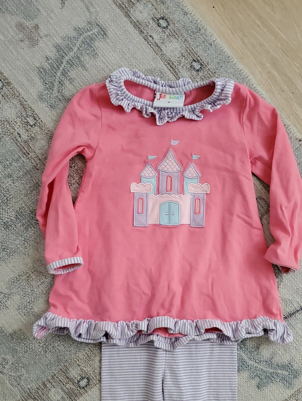 Jellybean Toddler Girls Princess Castle Applique Ruffle Set Matching Outfit Sz2